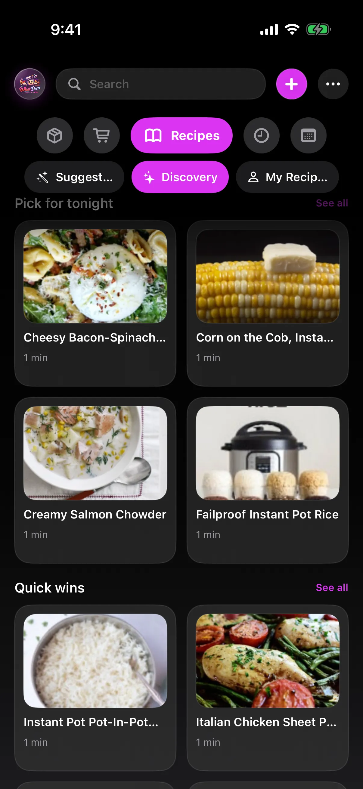 WhatDo AI suggestions screen inside an iPhone frame