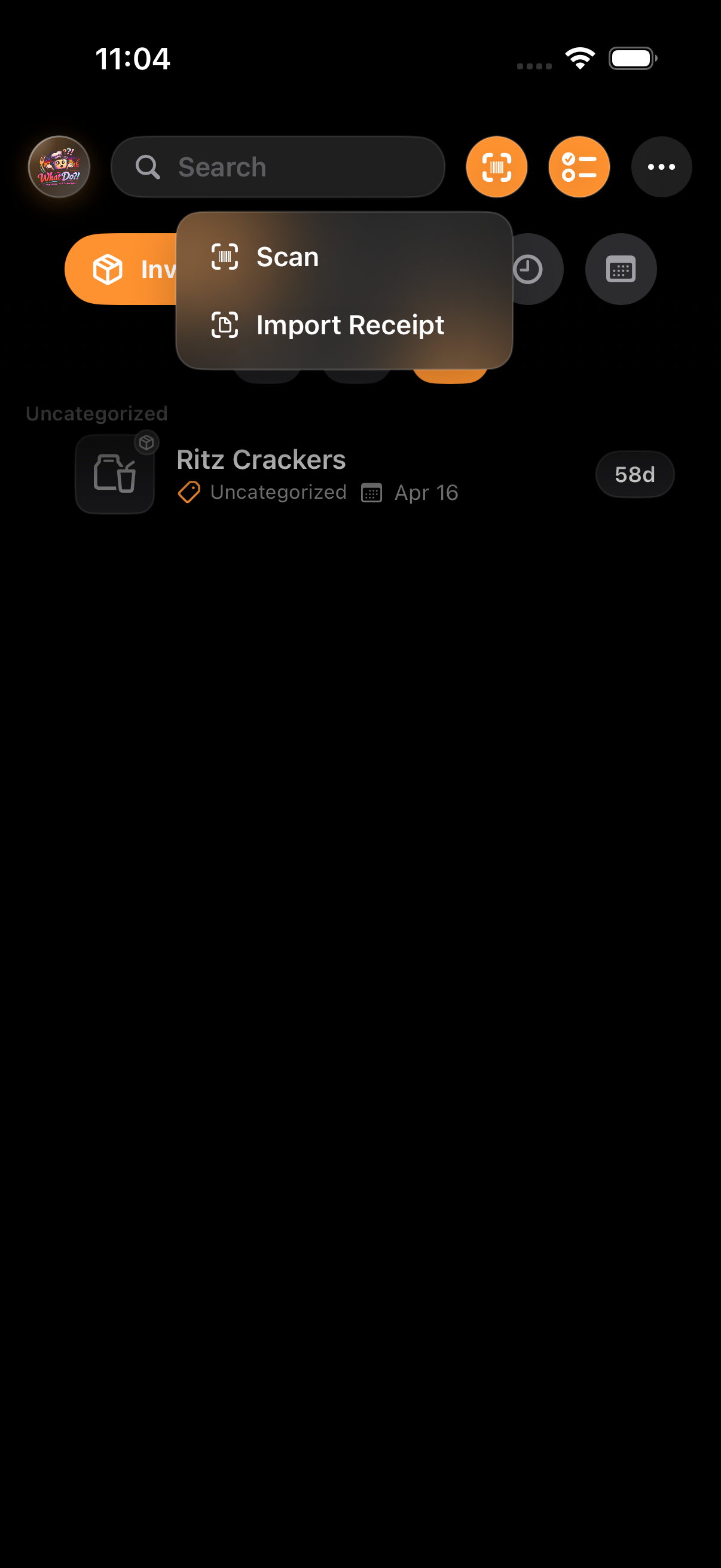WhatDo discover recipes screen